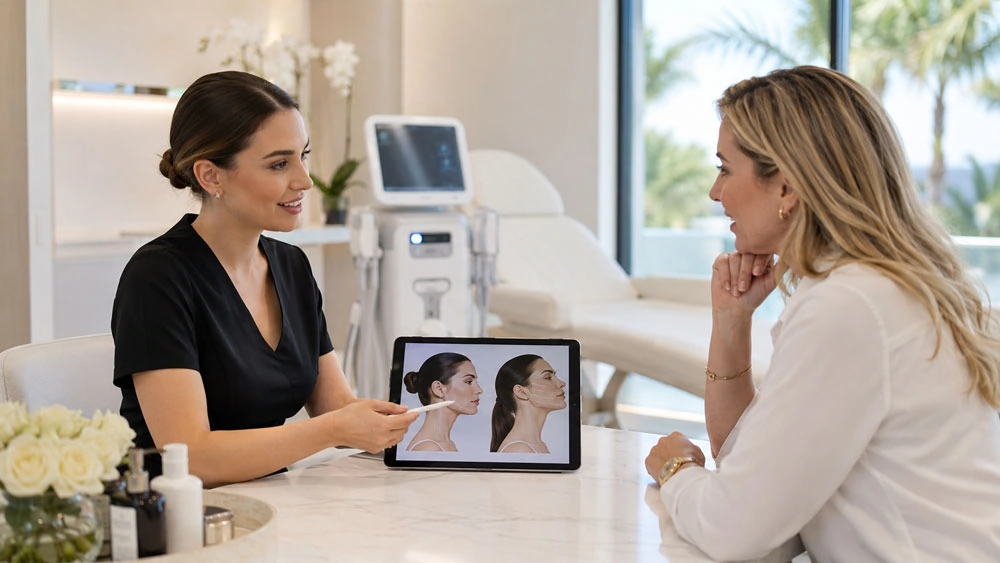 Consulta de Ultherapy en Marbella para precio de tratamiento de mandíbula cuello y papada
