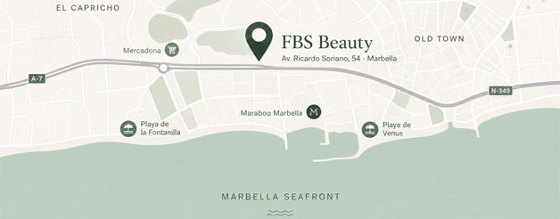 Static map showing FBS Beauty on Avenida Ricardo Soriano in Marbella
