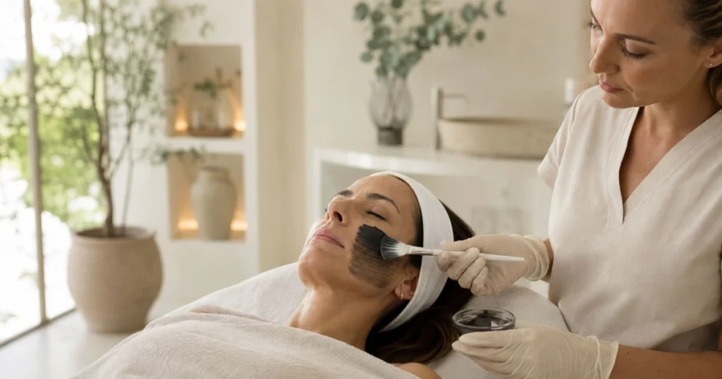 Carbon peel in Marbella treatment preparation and carbon gel application